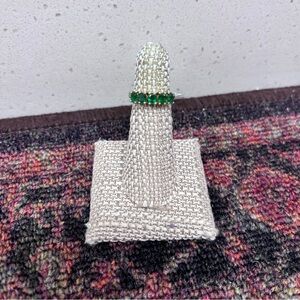 Gold-Tone 925 Ring with Emerald Green Stones